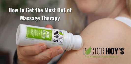 Roll-on pain relief gel on a shoulder